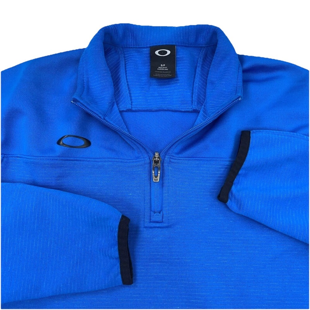 Oakley Sweatshirt Men Small Blue Black Pullover Sweater Quarter Zip Performance
